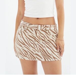Animal Print Mini Skirt in Beige and Brown